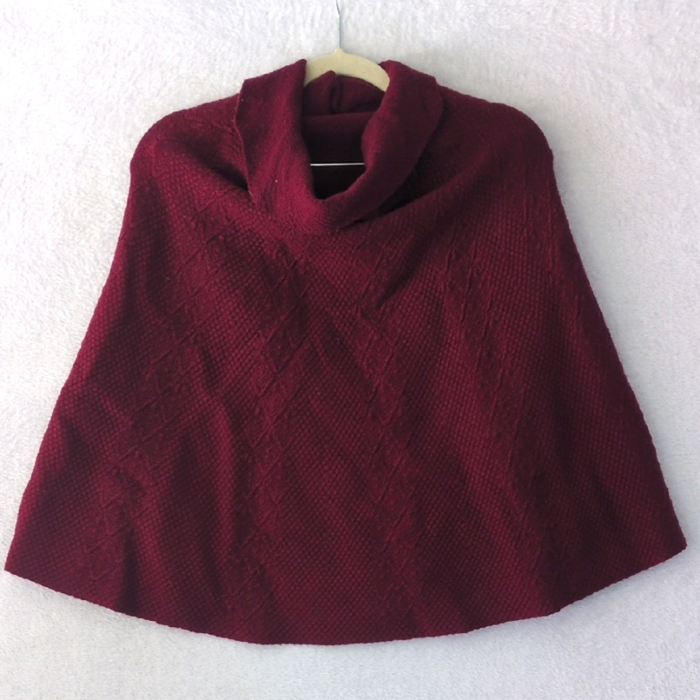 PANIZ Women's Purple Turtleneck Wool Blend Cape Shrug Size S